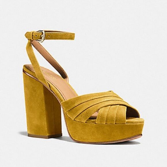Coach Nikeeta Lux Suede Platform Heels, Flax, Size 9.5 - Picture 1 of 10
